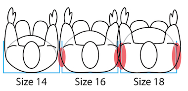 Figure 1 - People of different dress sizes in an average economy-class aircraft seat