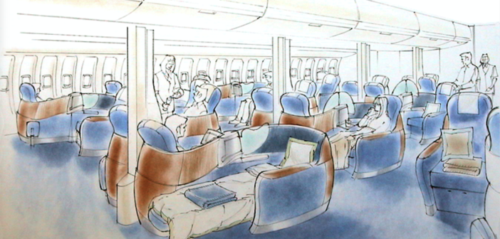 Tangerine concept for British Airways (BA) Lounge in the Sky business class