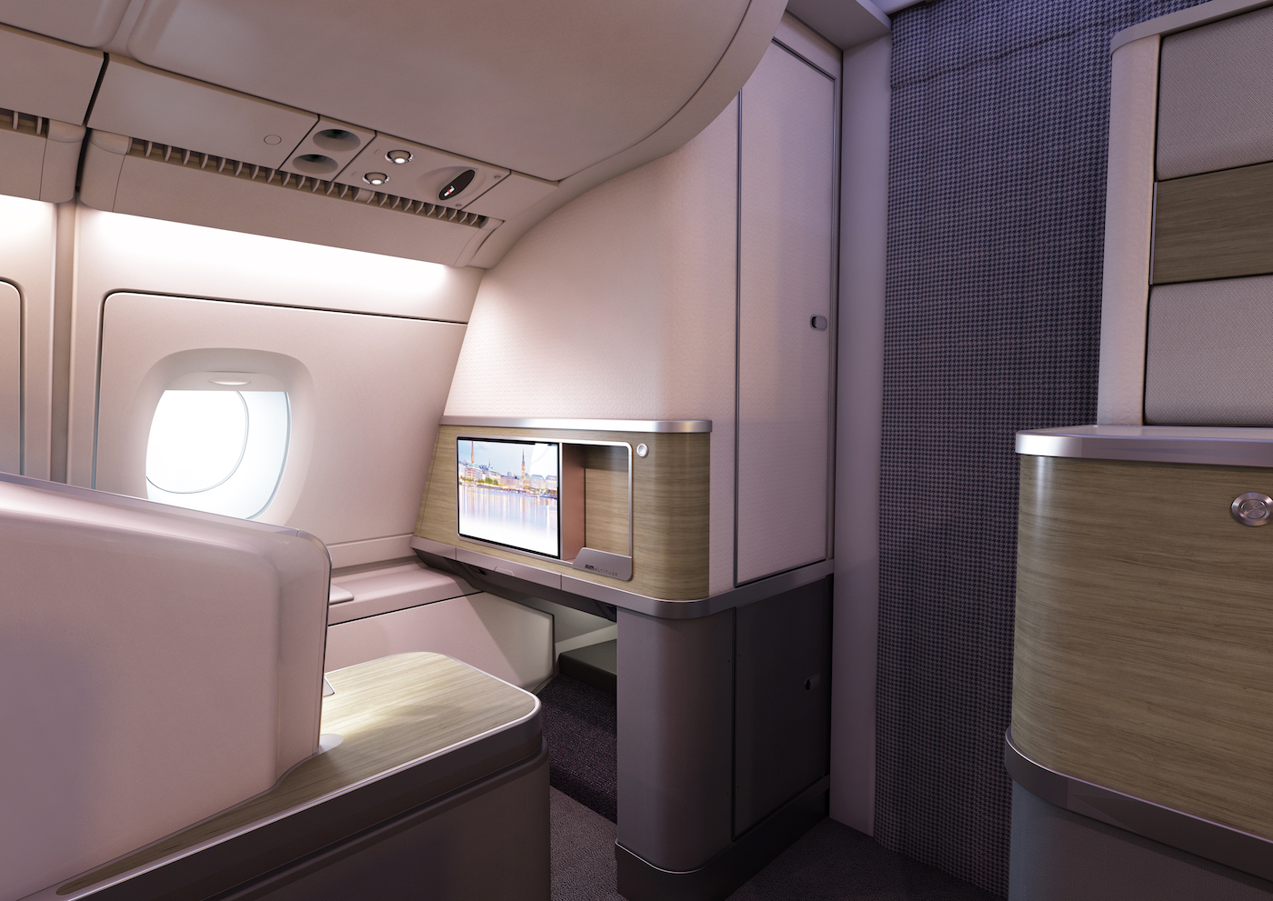 AIM Altitude's under-bin closet and branding panel
