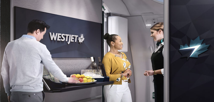 The WestJet Boeing 787-9 Dreamliners will feature a walk-up social area in premium economy class