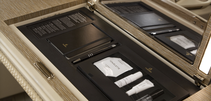 The Byredo kit is stored in a special compartment in the Emirates first class suites