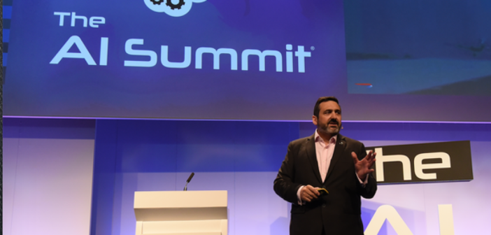 BA CEO Alex Cruz addressing artificial intelligence experts at the AI Summit at London Tech Week
