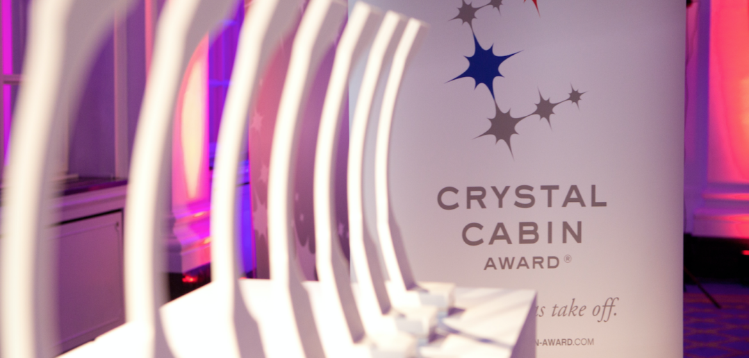 crystal cabin awards trophies lined up in a row