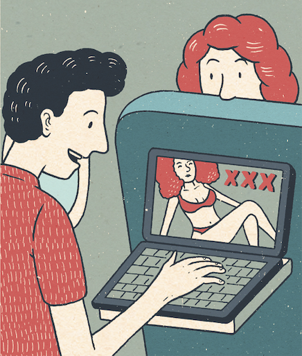 a man watching porn on a plane
