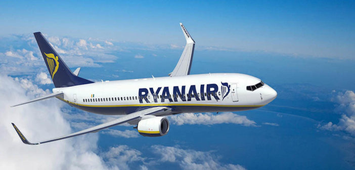a ryanair aircraft in flight