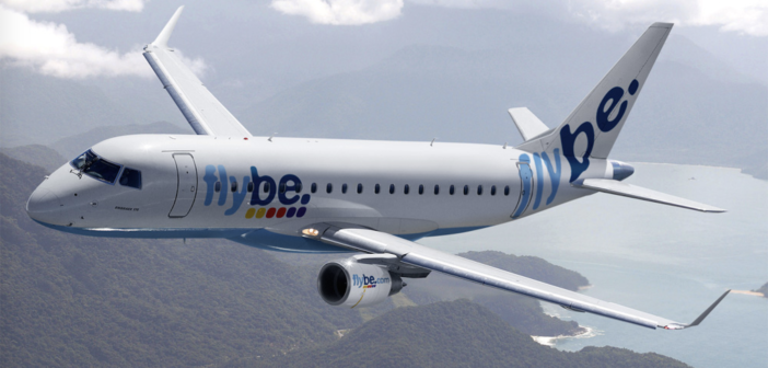 a flybe Embraer e175 aircraft in flight