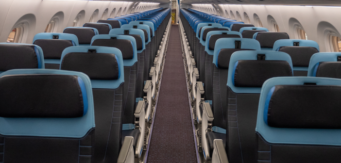 recaro economy class seats in a klm cityhopper aircraft cabin