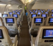 seatback entertainment screens in a china airlines plane, showing live news programmes