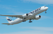 A Finnair Airbus A350 XWB plane taking off