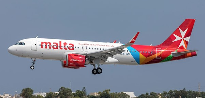 An Air Malta Airbus A321neo landing