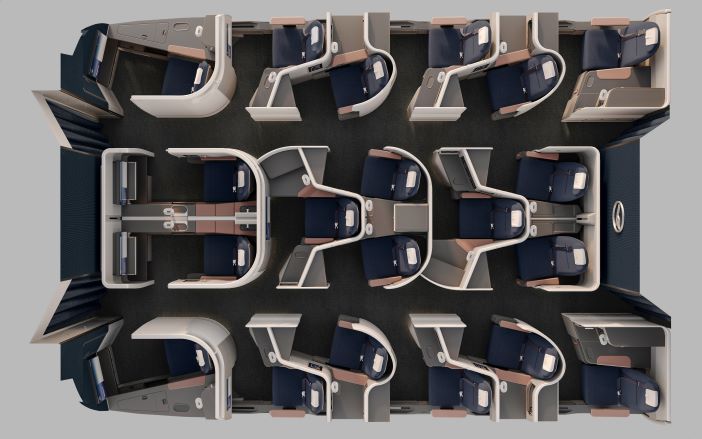The Lufthansa Allegris business-class cabin layout