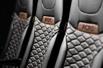 The Acro Series 9 lightweight economy-class seat, trimmed in black quilted leather