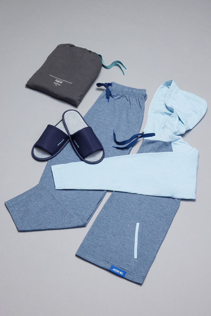 The blue colourway of the Jason Wu inflight pyjamas