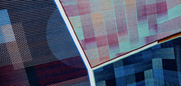 three carpet samples showing the different collections
